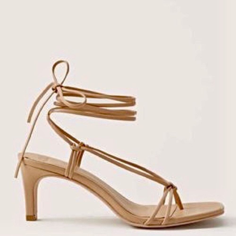 Abercrombie & Fitch Strappy Nude Kitten Heel Sandals